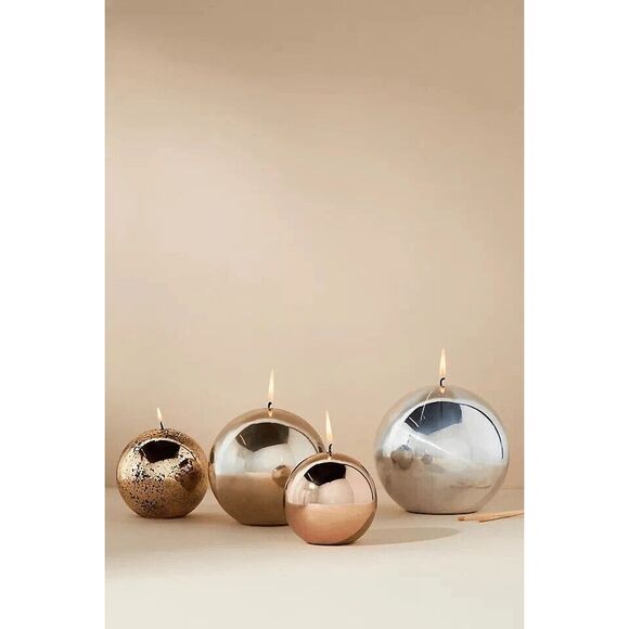 Anthropologie Metallic Sphere Candle Small Speckled Gold NEW - Picture 1 of 1